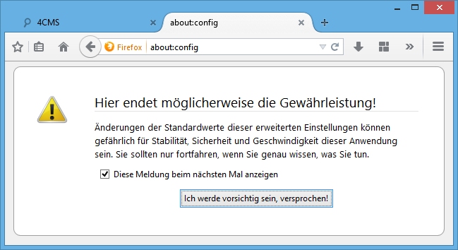 Firefox about:config